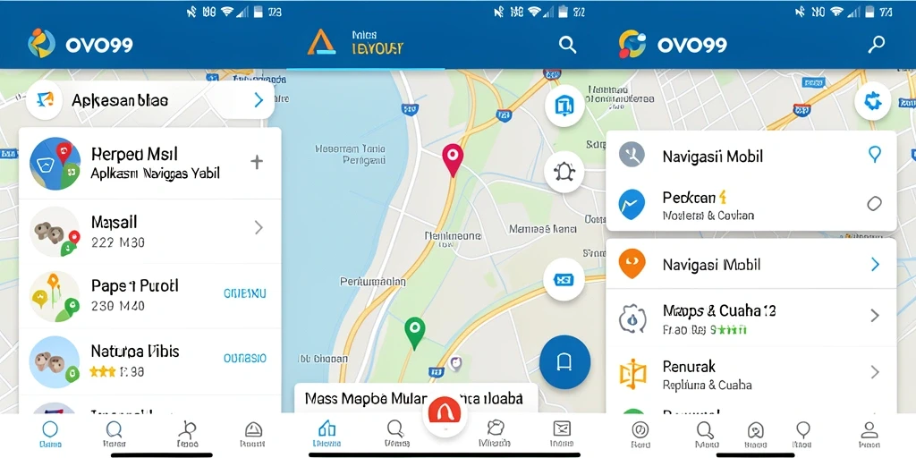Tampilan antarmuka OVO99 yang intuitif untuk navigasi mobil.
