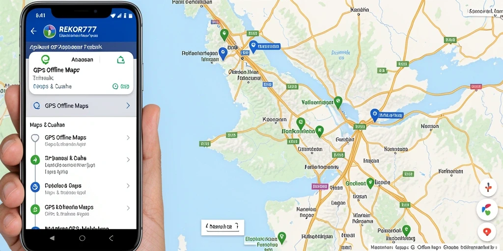 Antarmuka pengguna aplikasi GPS Offline Maps REKOR777 yang intuitif dan informatif.