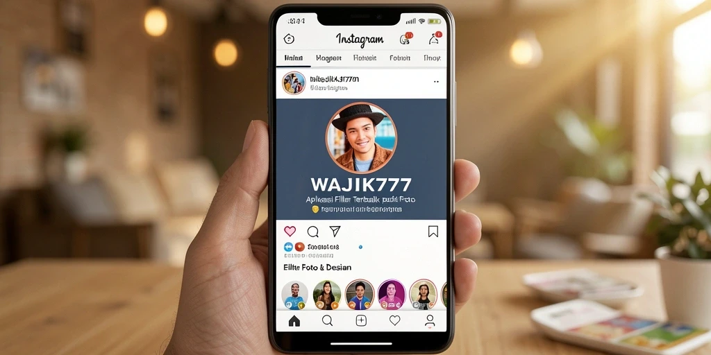 Tampilan antarmuka aplikasi WAJIK777 untuk editing filter Instagram yang menarik.